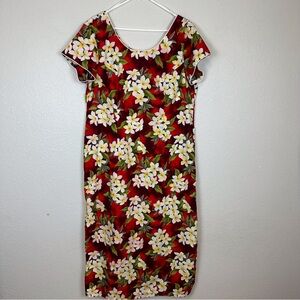 Vintage MD Fashion Hawaiian MuuMuu Floral Luau Dress Hibiscus Cotton